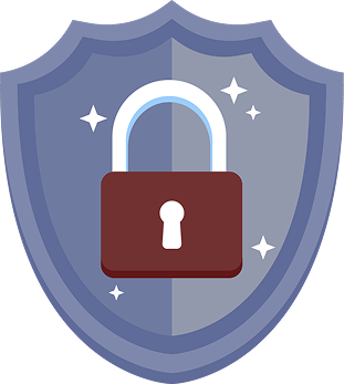 Shield and padlock representing data privacy